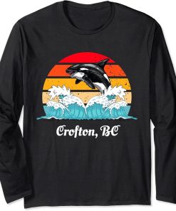 Vintage Courtenay BC Distressed Orca Killer Whale Art Long Sleeve T-Shirt