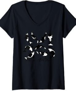 Womens Whale Orca Vibes Gifts V-Neck T-Shirt